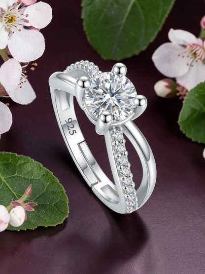 925 Sterling Silver Ring for Women | Adjustable Twister Woman Ring | Sterling Silver Cubic Zirconia Ring