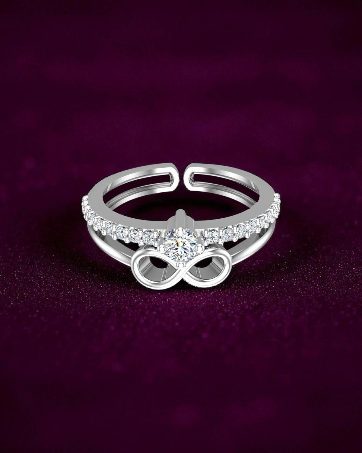 Pure 925 Sterling Silver Ring for Women | Adjustable Ring for Girls | Sterling Silver Cubic Zirconia Sterling Silver Plated Ring