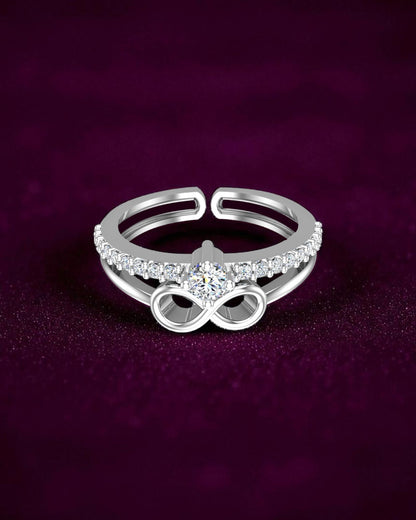 Pure 925 Sterling Silver Ring for Women | Adjustable Ring for Girls | Sterling Silver Cubic Zirconia Sterling Silver Plated Ring