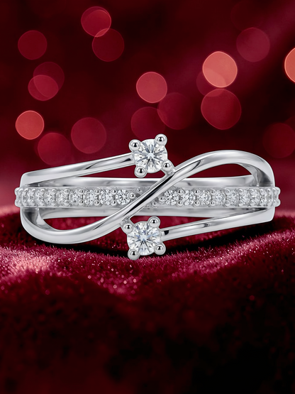 Pure 925 Sterling Silver Ring for Woman | AAA+ Cubic Zirconia Adjustable Rhodium Plated Ring