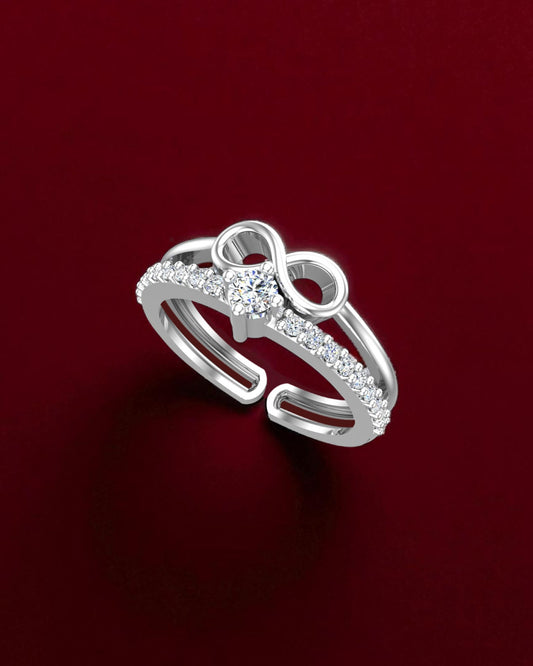 Pure 925 Sterling Silver Ring for Women | Adjustable Ring for Girls | Sterling Silver Cubic Zirconia Sterling Silver Plated Ring