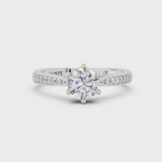 SH24K 925 Sterling Silver Solitaire Adjustable Ring for Women & Girls