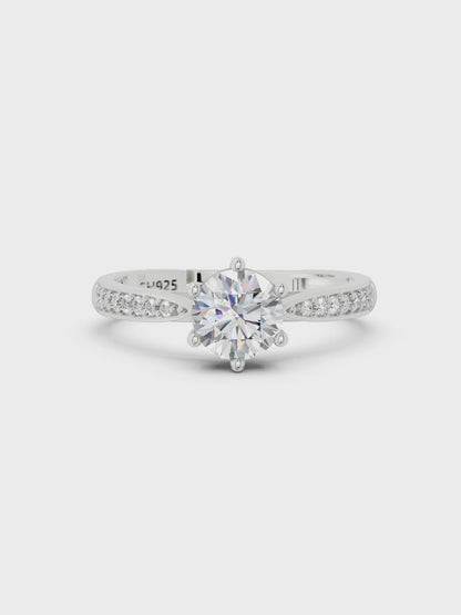 SH24K 925 Sterling Silver Solitaire Adjustable Ring for Women & Girls