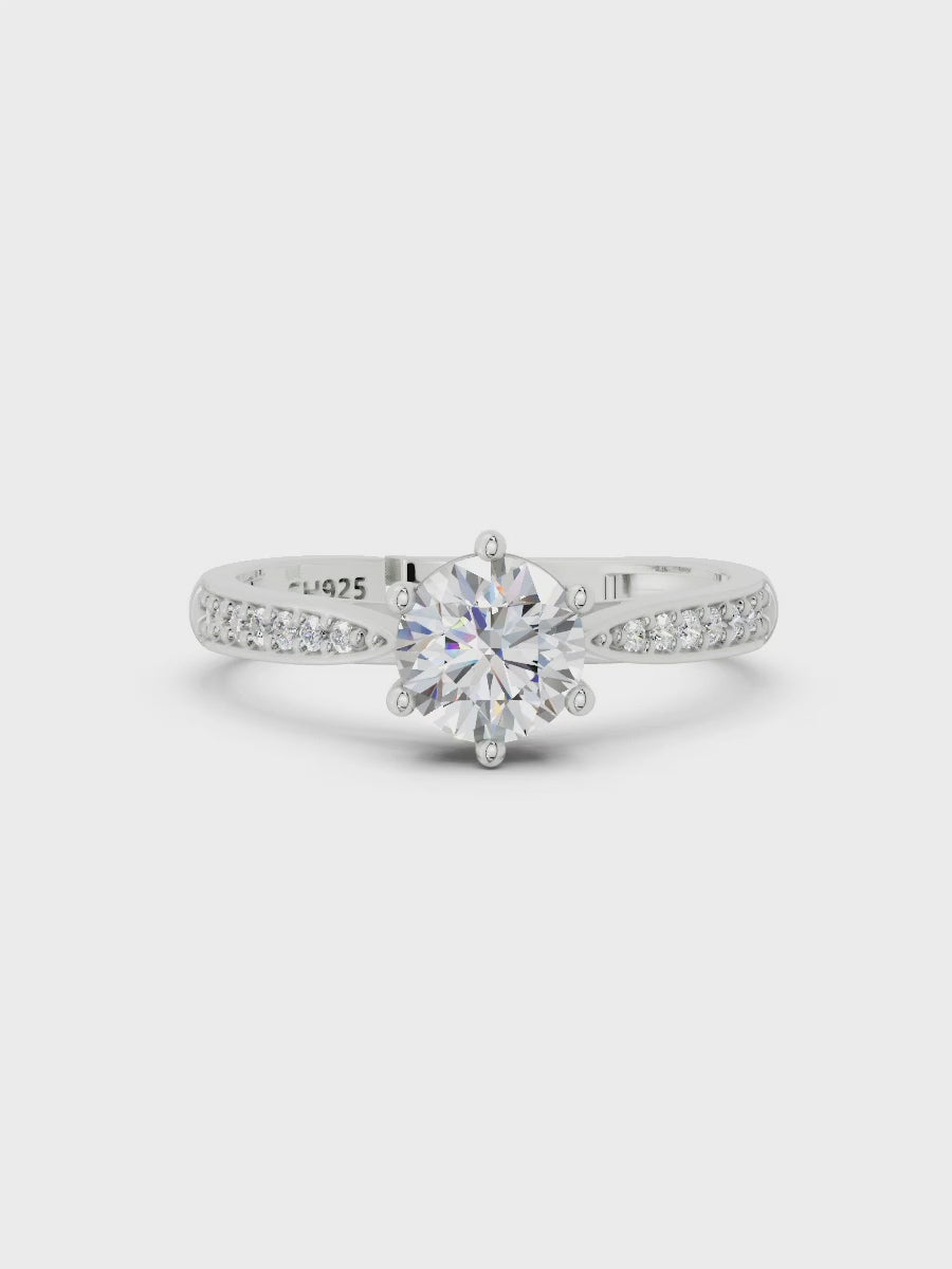 SH24K 925 Sterling Silver Solitaire Adjustable Ring for Women & Girls