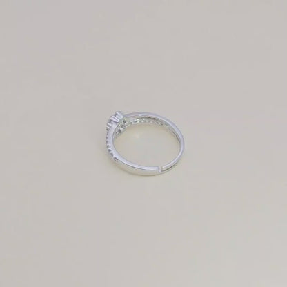 Pure 925 Sterling Silver Ring for Woman | Adjustable Cubic Zirconia Rhodium Plated Ring
