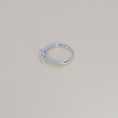 Pure 925 Sterling Silver Ring for Women | Adjustable Rhodium Plated 6/6MM AAA+ Square Zirconia Ring