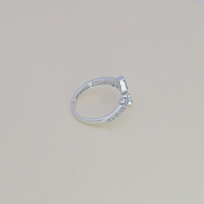 Pure 925 Sterling Silver Ring for Women | Adjustable Ring for Girls | Square AAA+ Cubic Zirconia Rhodium Plated Ring