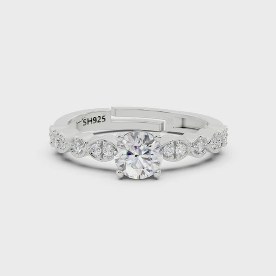 SH24K 925 Sterling Silver Solitaire Engagement Ring for Women