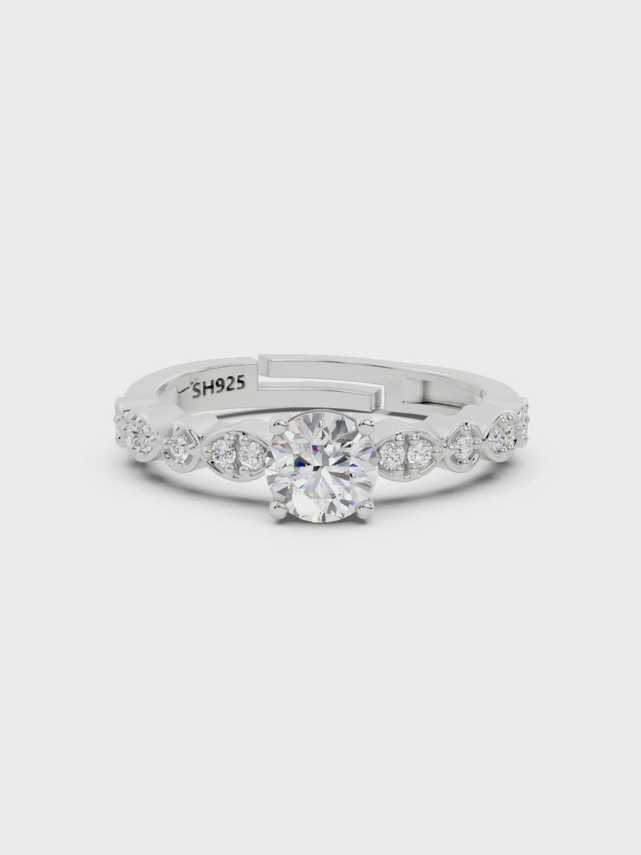 SH24K 925 Sterling Silver Solitaire Engagement Ring for Women