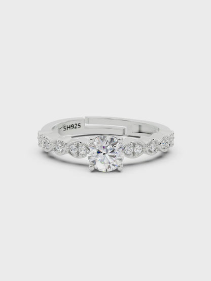 SH24K 925 Sterling Silver Solitaire Engagement Ring for Women