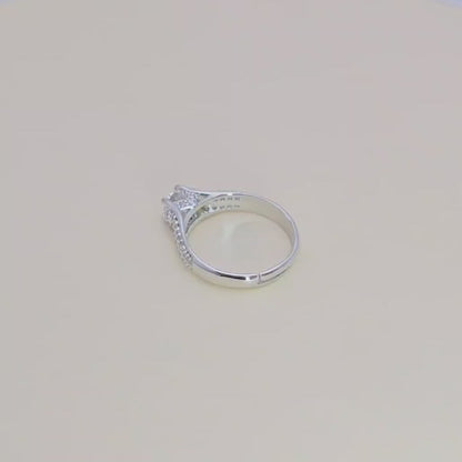 Pure 925 Sterling Silver Ring for Women | Crown Princess Ring | Silver 5MM AAA+ Cubic Zirconia Rhodium Plated Ring