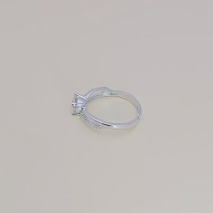 Sterling Silver Ring for women | Adjustable Solitaire Ring for Girls | Sterling Silver Cubic Zirconia Ring