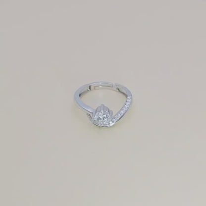 925 Sterling Silver Ring for Women | Adjustable Twister Woman Ring | Sterling Silver Cubic Zirconia Ring