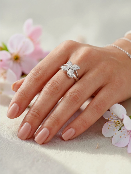 925 Sterling Silver Butterfly Ring for Woman | Adjustable AAA+ Cubic Zirconia Rhodium Plated Ring