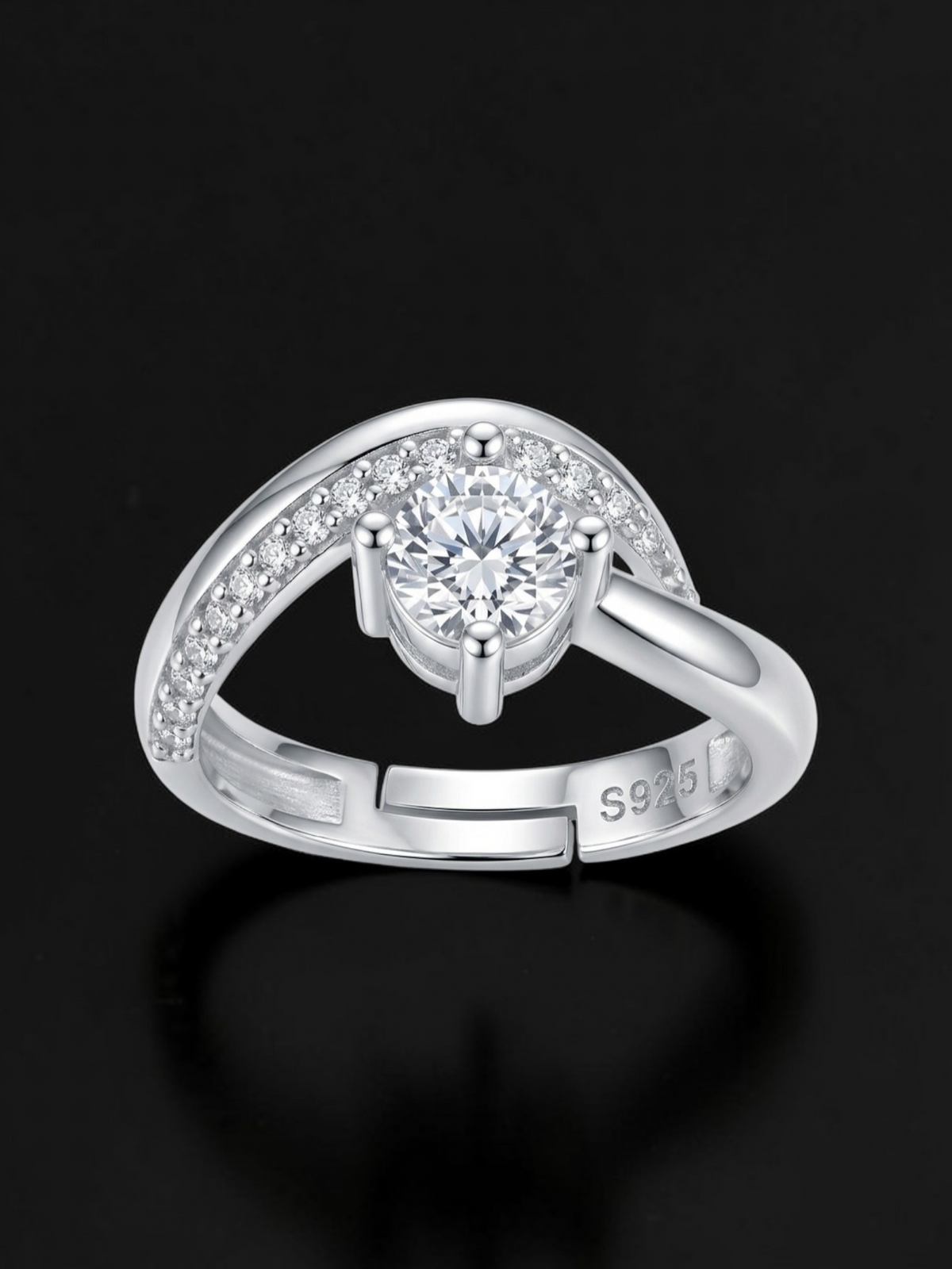 925 Sterling Silver Ring for Women | Adjustable Twister Woman Ring | Sterling Silver Cubic Zirconia Ring