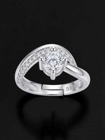 925 Sterling Silver Ring for Women | Adjustable Twister Woman Ring | Sterling Silver Cubic Zirconia Ring