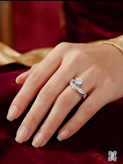 925 Sterling Silver Ring for Women | Adjustable Twister Woman Ring | Sterling Silver Cubic Zirconia Ring