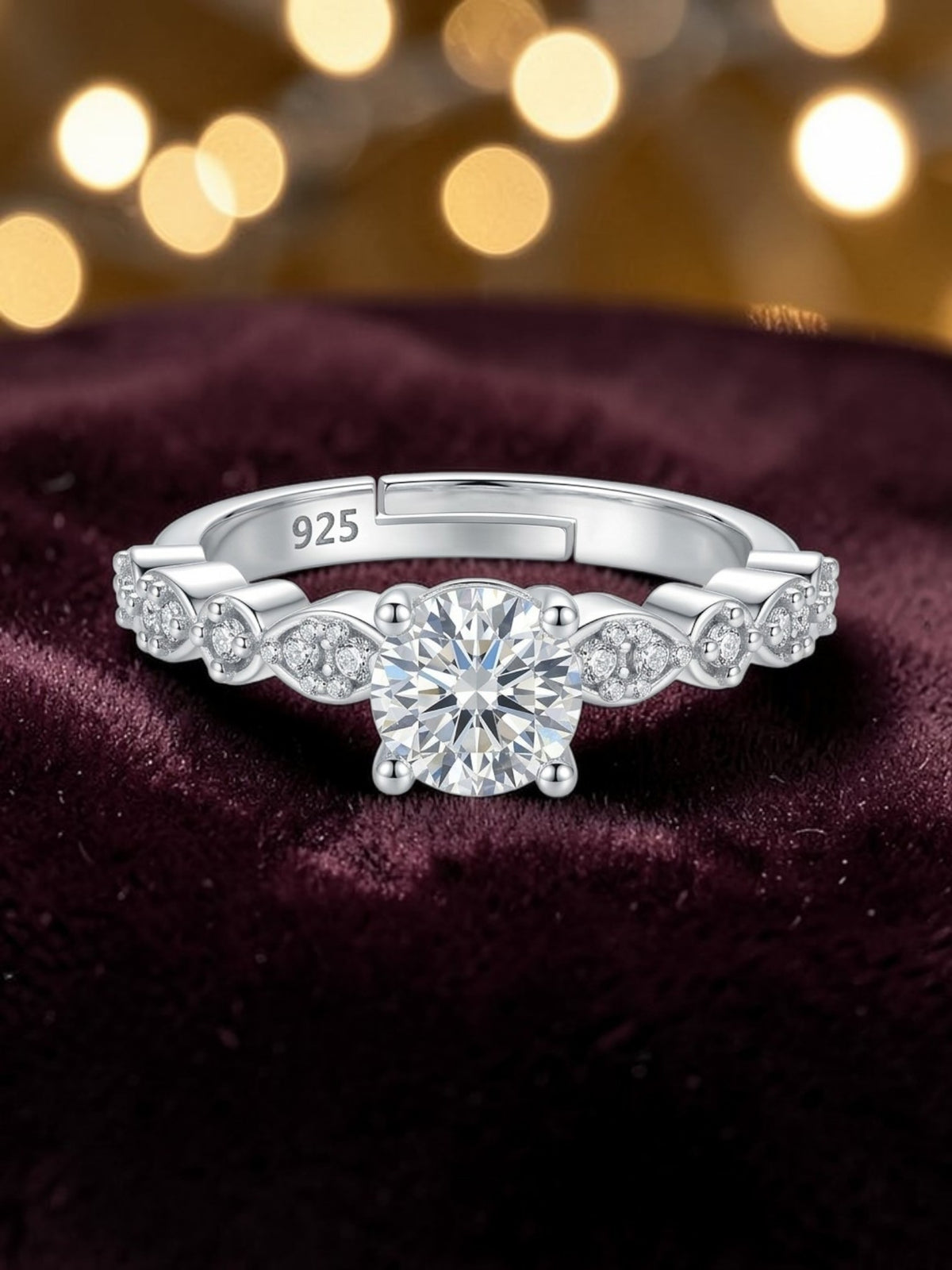 SH24K 925 Sterling Silver Solitaire Engagement Ring for Women