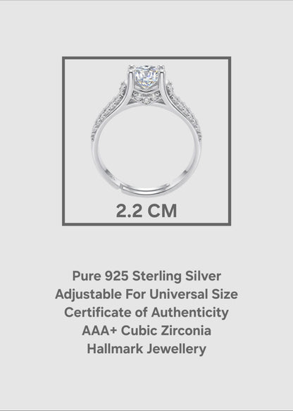 Pure 925 Sterling Silver Ring for Women | Crown Princess Ring | Silver 5MM AAA+ Cubic Zirconia Rhodium Plated Ring