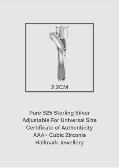 925 Sterling Silver Ring for Women | Adjustable Twister Woman Ring | Sterling Silver Cubic Zirconia Ring