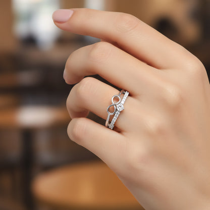 Pure 925 Sterling Silver Ring for Women | Adjustable Ring for Girls | Sterling Silver Cubic Zirconia Sterling Silver Plated Ring