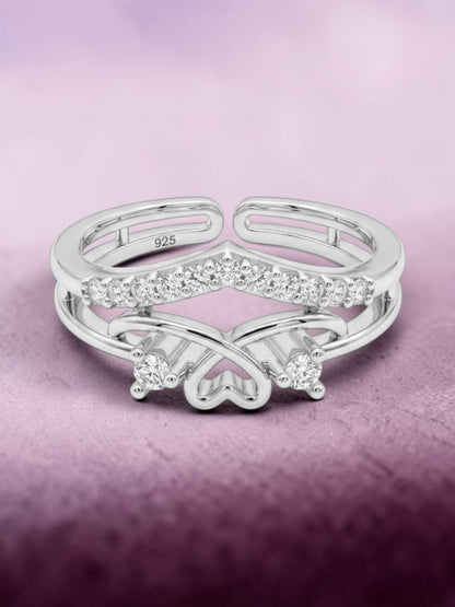 SH24K 925 Silver Infinity Heart Adjustable Multi-row Ring for Women
