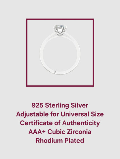 SH24K 925 Sterling Silver Ring for Women Adjustable Solitaire Ring for Girls